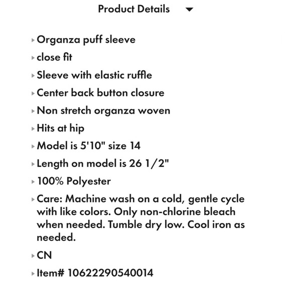 Eloquii Organza Puff Sleeve Top Size 14 - Picture 3 of 4